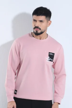 Badge Embroidery Crewneck Sweatshirt  — Blush Pink