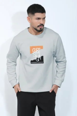 Men's Graphic Patch Crewneck Sweatshirt — Blue Ash