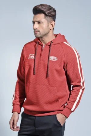 New Half Zipper Youth Hoodie — Red