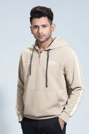 New Half Zipper Youth Hoodie — Linen
