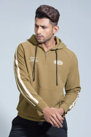 New Half Zipper Youth Hoodie — Olive