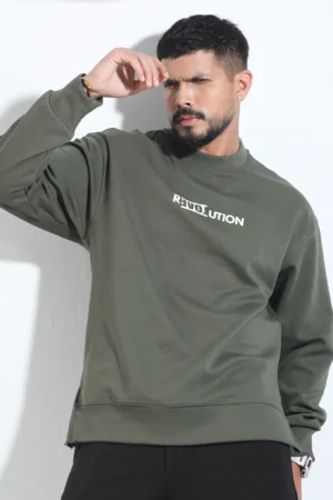 Men's "Revolution" Graphic Oversized Sweatshirt — Army Green