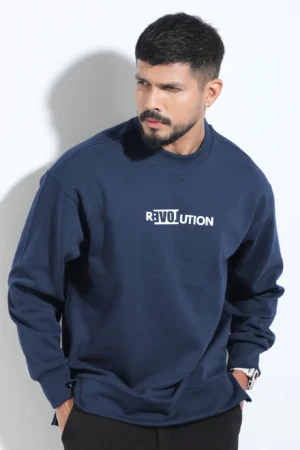 Men's "Revolution" Graphic Oversized Sweatshirt — Navy