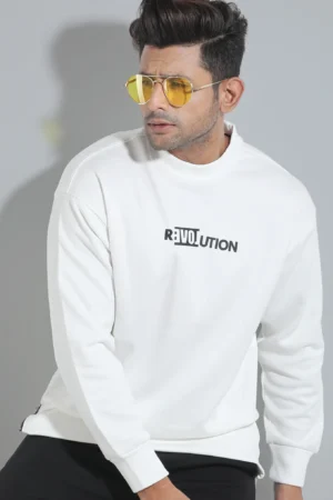 Men's "Revolution" Graphic Oversized Sweatshirt — White