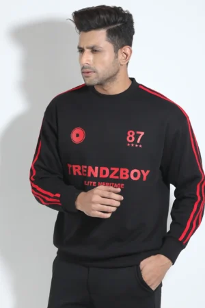 Trendzboy Varsity Stripe Oversized Sweatshirt — Black