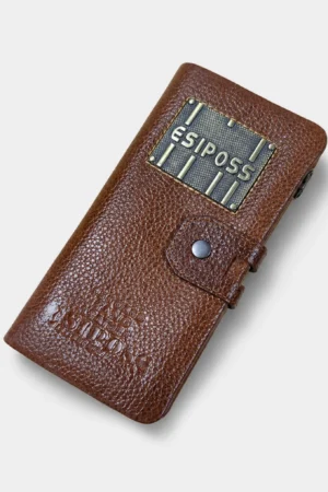 Esiposs Leather Long Wallet — Coffee Brown