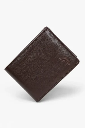 Genuine Leather Bifold Wallet — Dark Brown