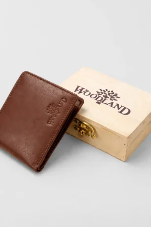 Woodland Bifold Leather Wallet — Brown
