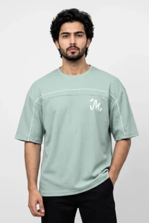Zigzag Stitch Drop-Shoulder T-Shirt