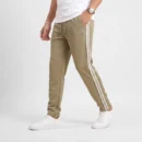 Tapered Track ‍Side Strip Joggers - Biscuit