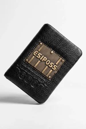 Men's Leather Trifold Wallet – Metal Badge