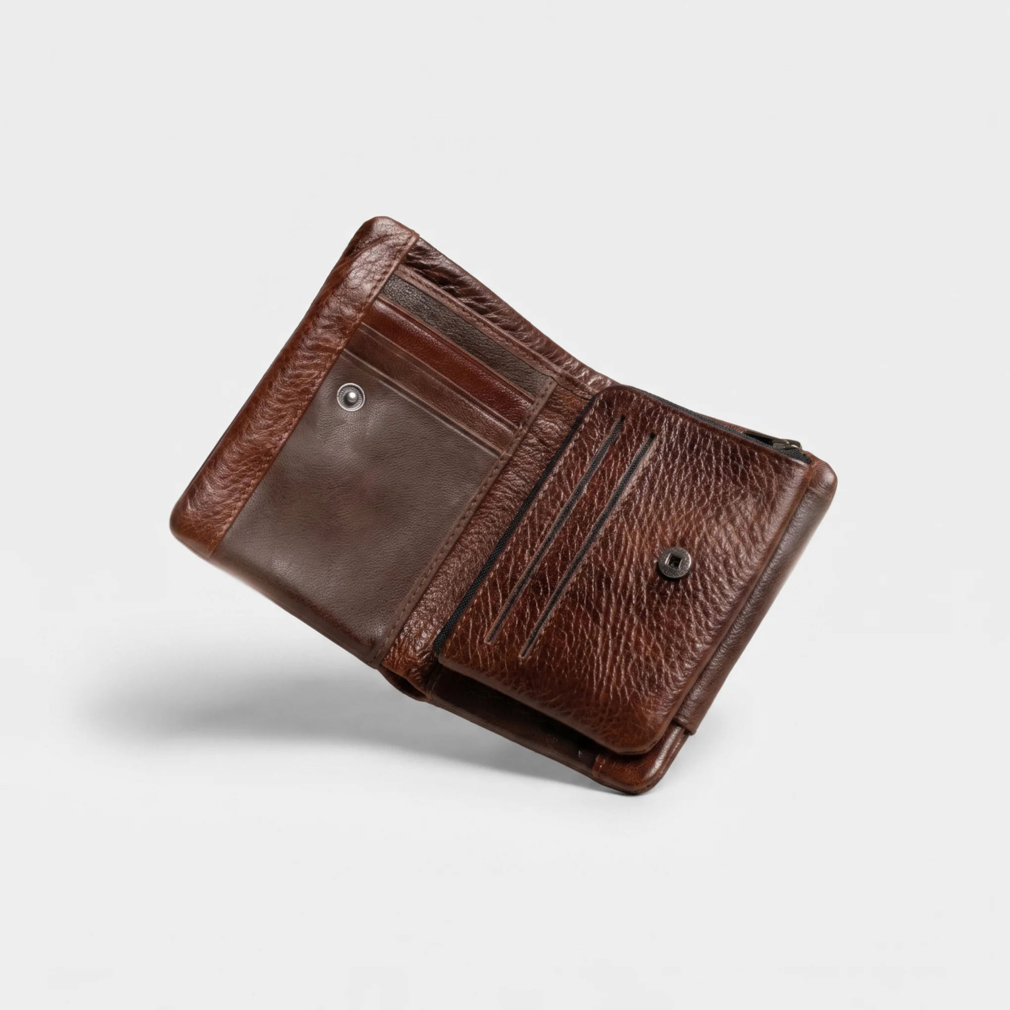 Bifold Genuine Leather Wallet-Brow - Image 2