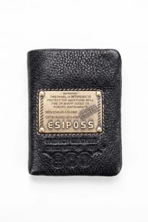 Men's Leather Trifold Wallet – Metal Badge