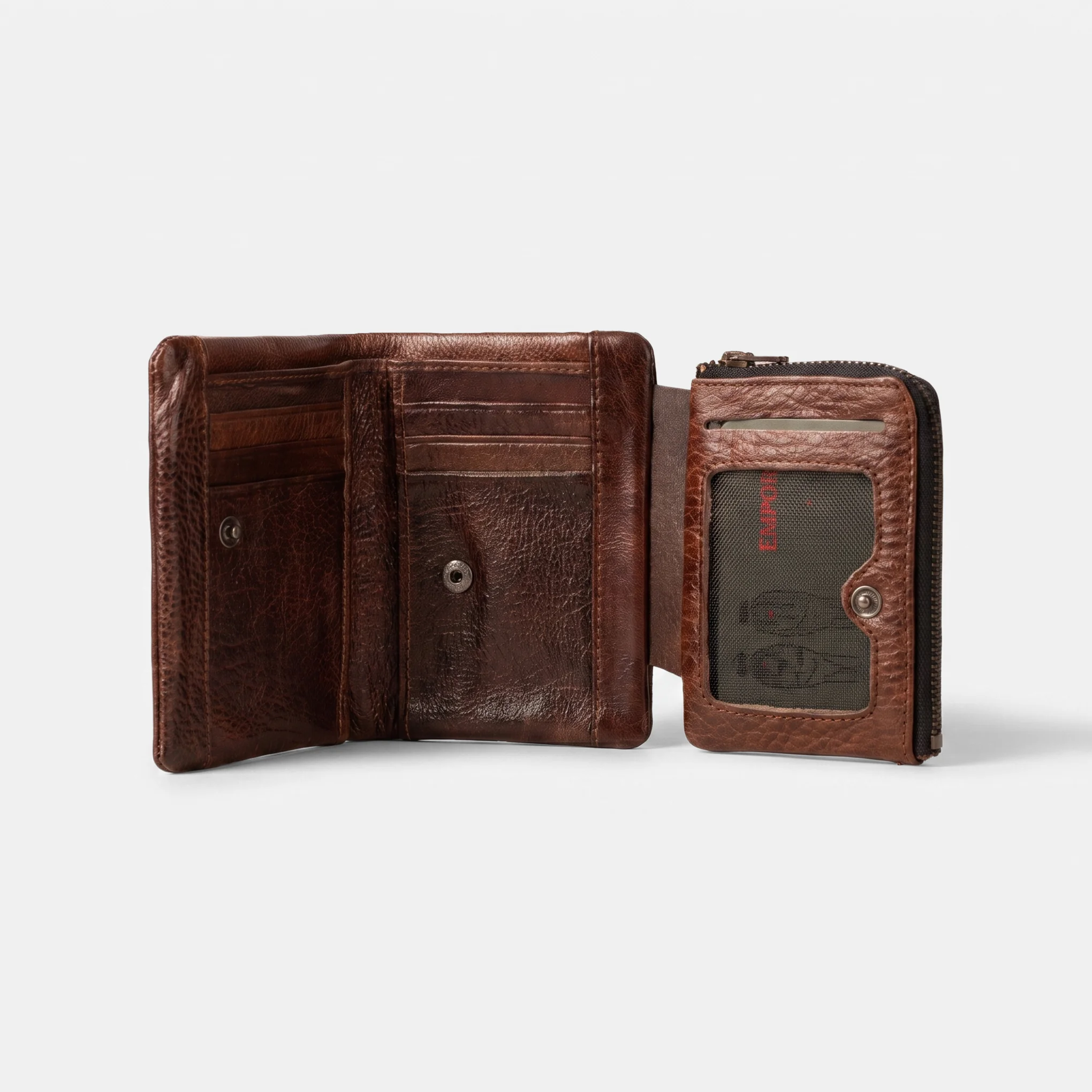 Bifold Genuine Leather Wallet-Brown - Image 3
