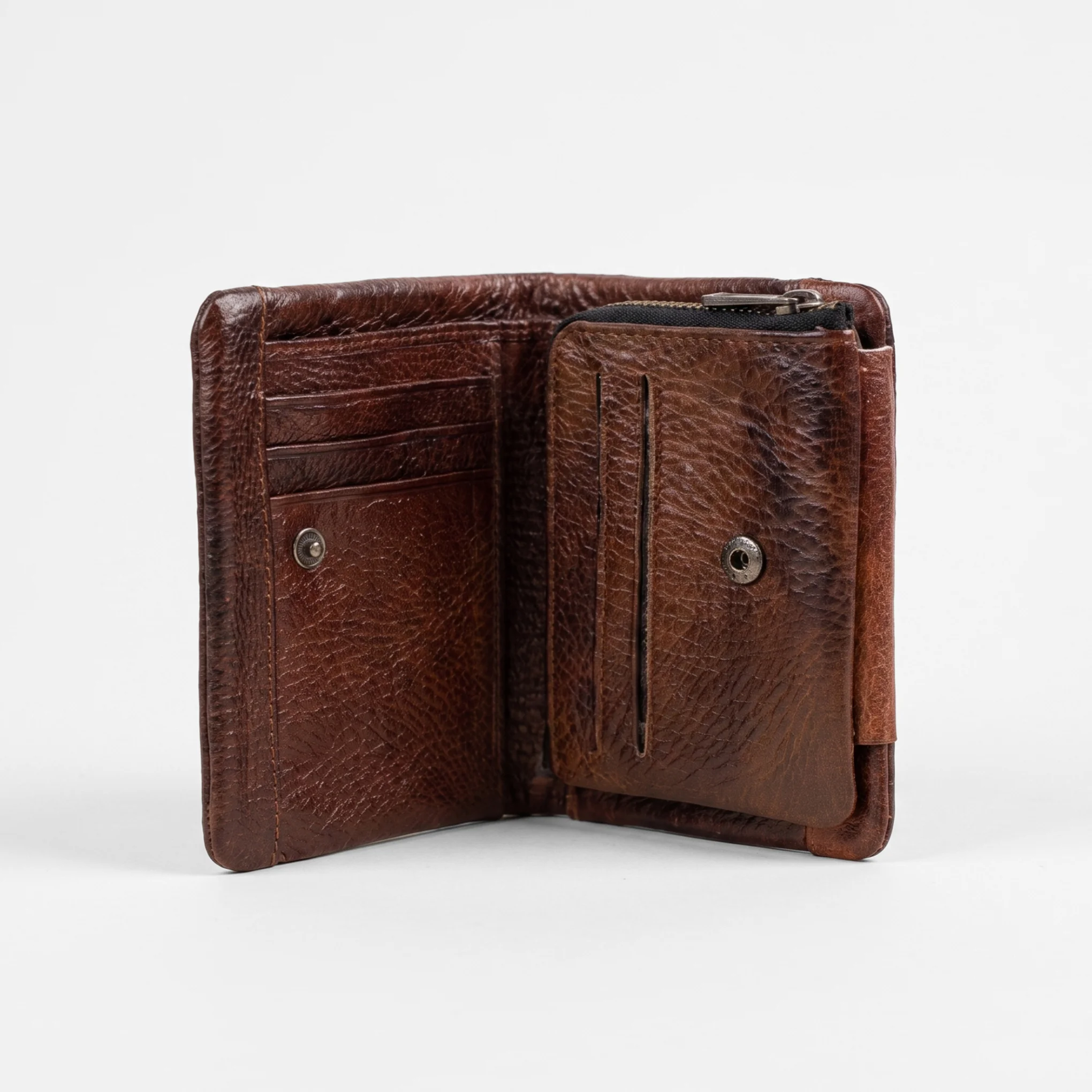 Bifold Genuine Leather Wallet-Brown - Image 4