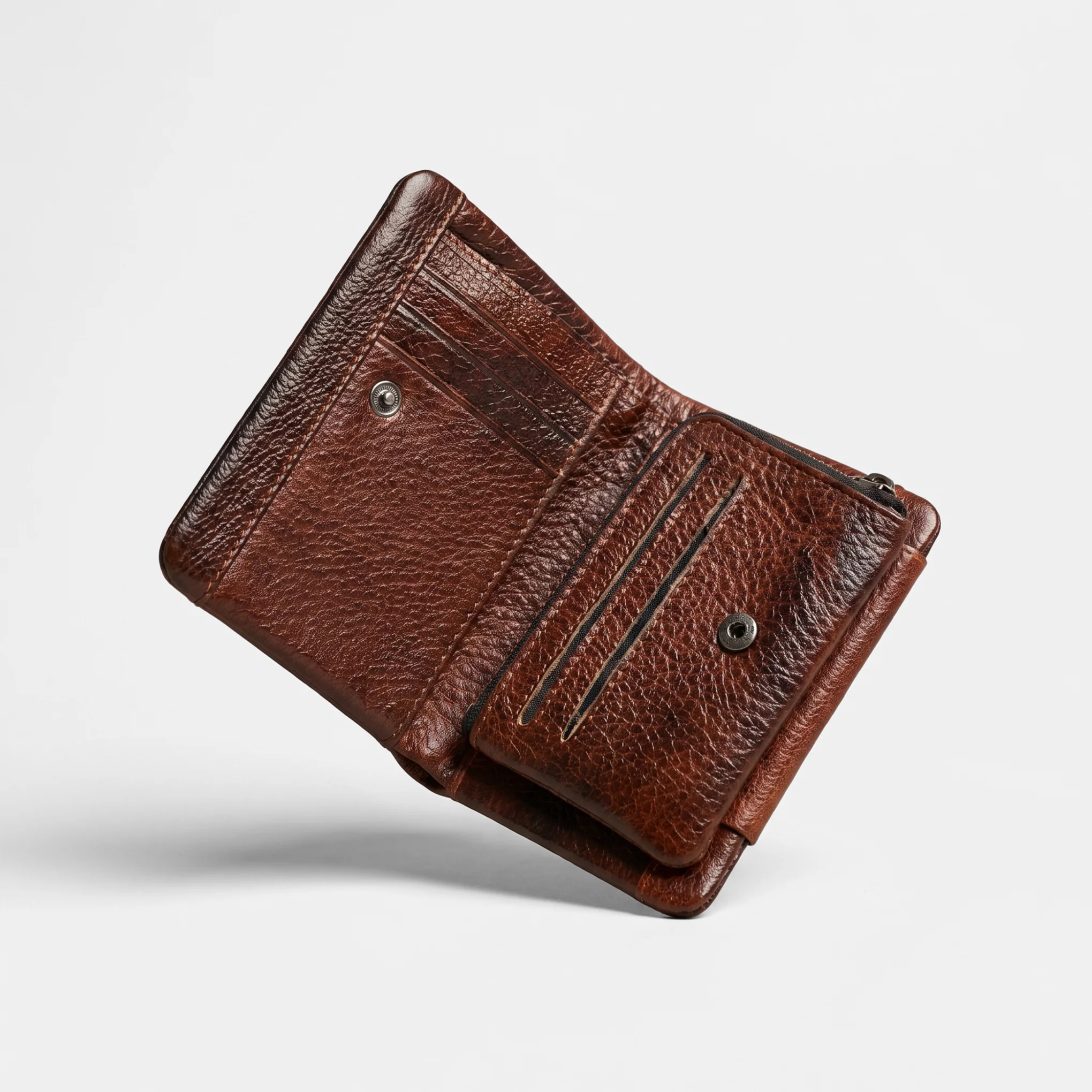 Bifold Genuine Leather Wallet-Brown - Image 2