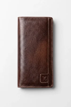 Genuine Leather Long Wallet – Coffee Brown