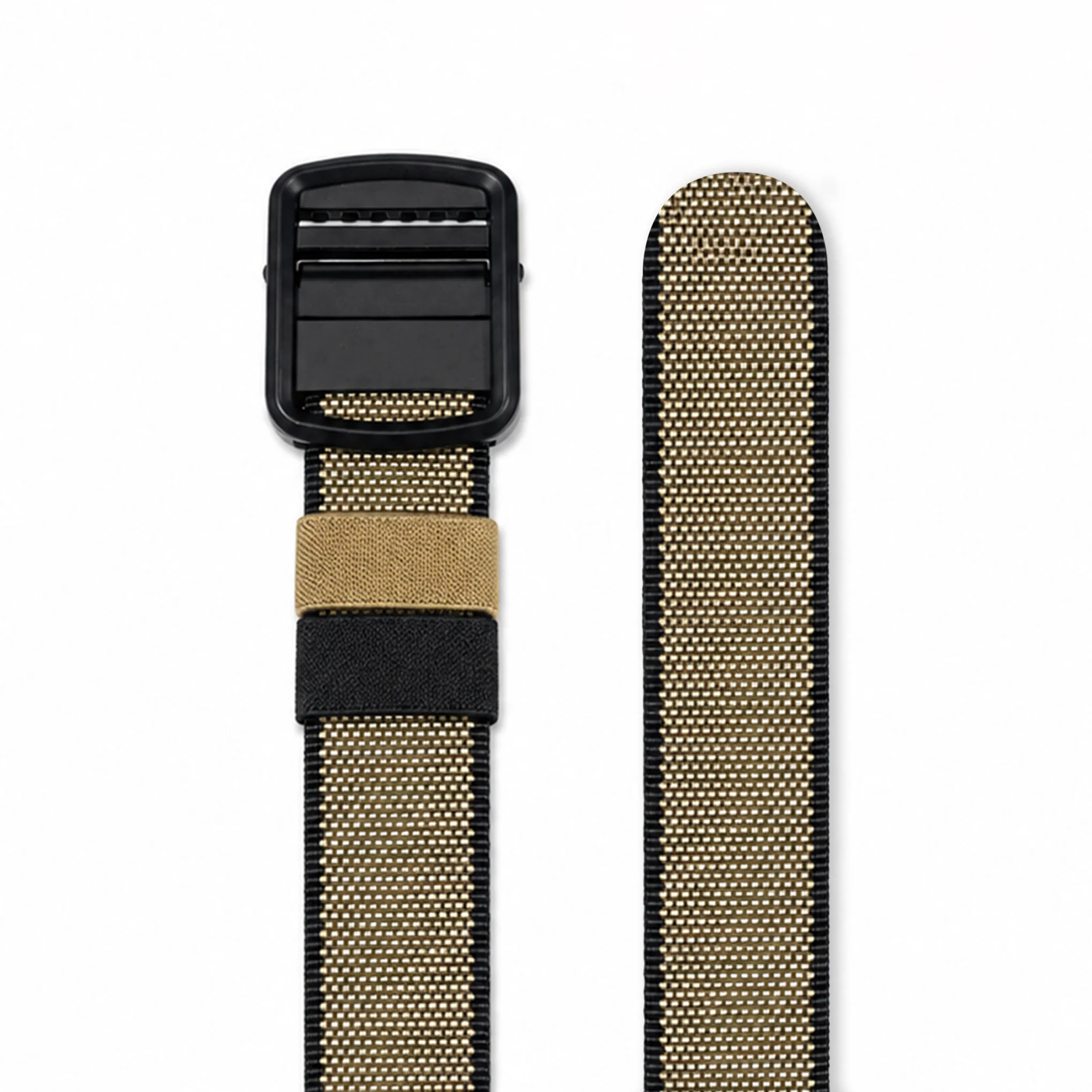 Reversible Woven Nylon Webbing Belt – Beige & Black - Image 3