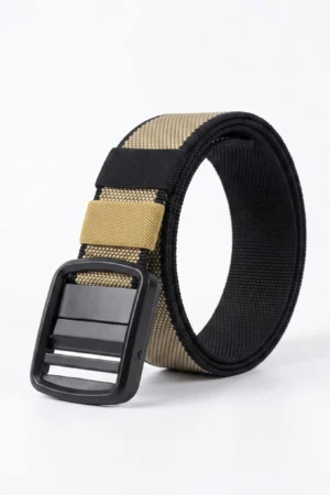 Reversible Woven Nylon Webbing Belt – Beige & Black