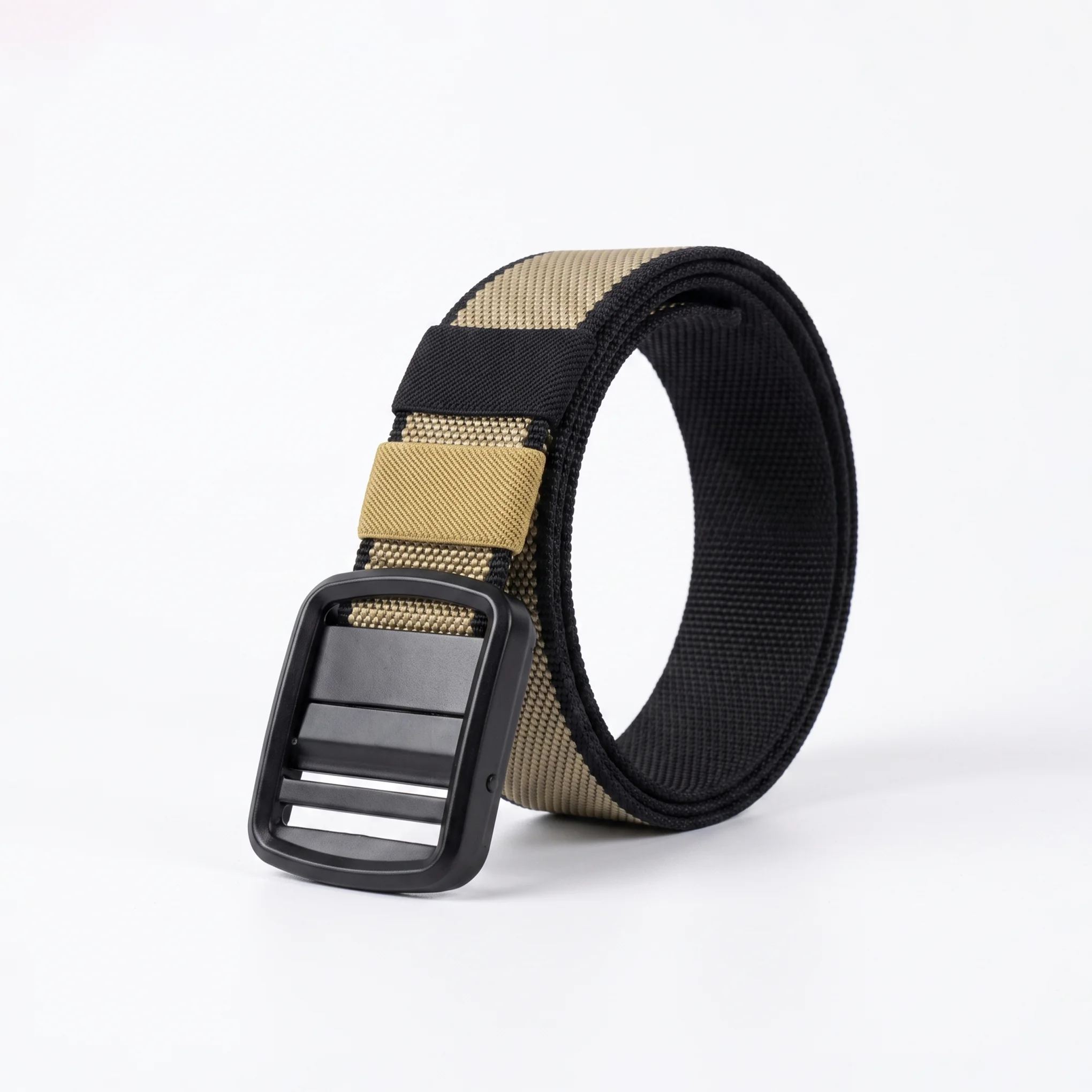 Reversible Woven Nylon Webbing Belt – Beige & Black