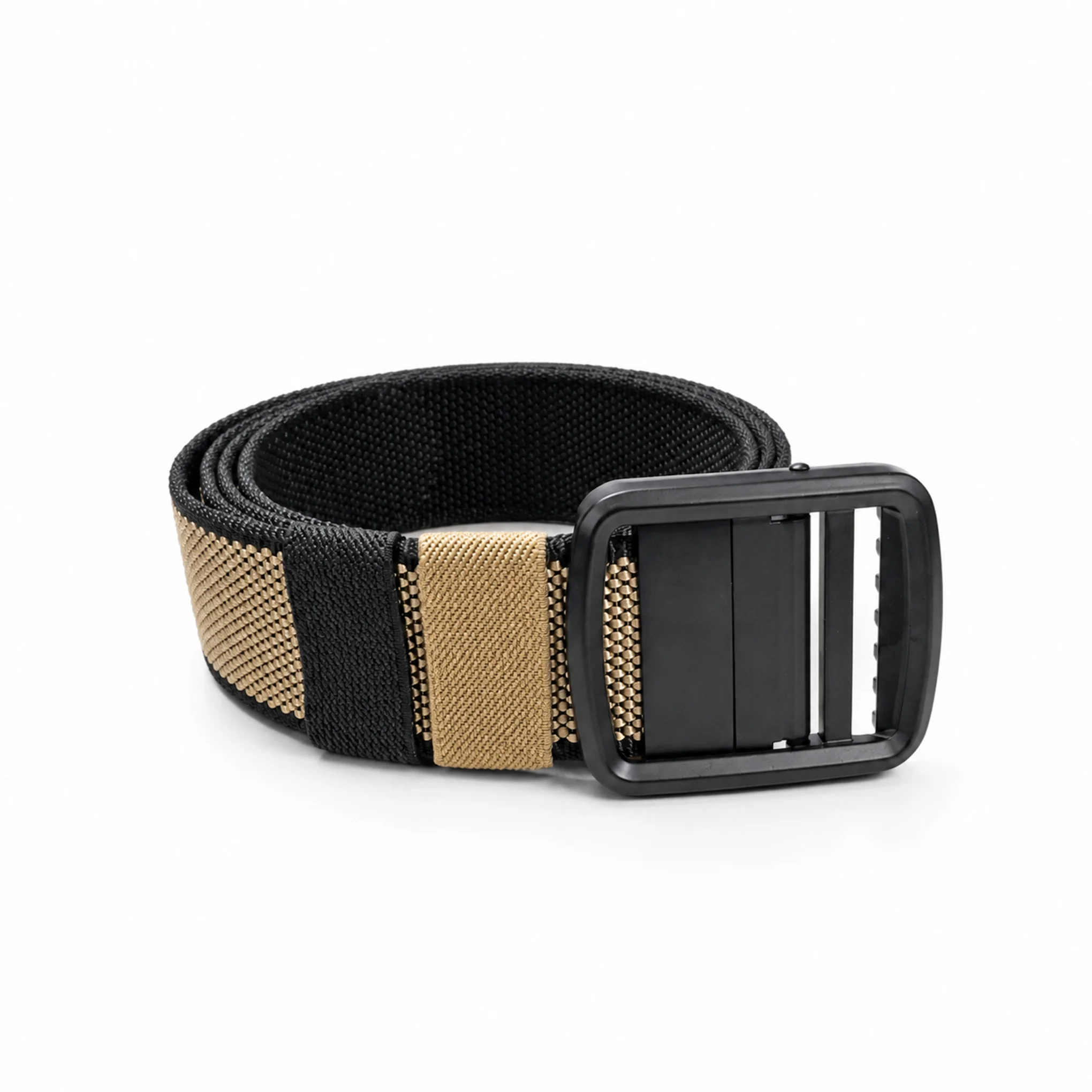 Reversible Woven Nylon Webbing Belt – Beige & Black - Image 6