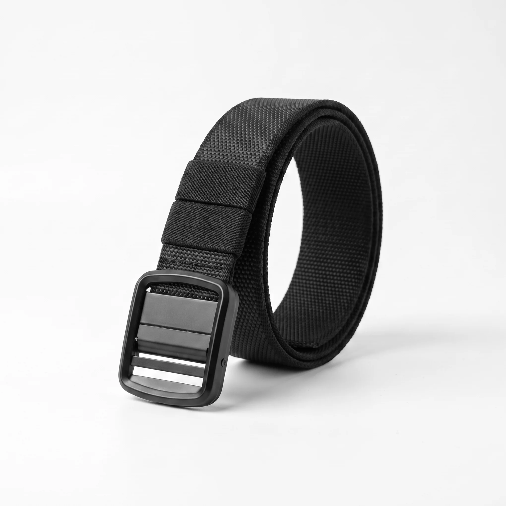 Reversible Woven Nylon Webbing Belt – Black