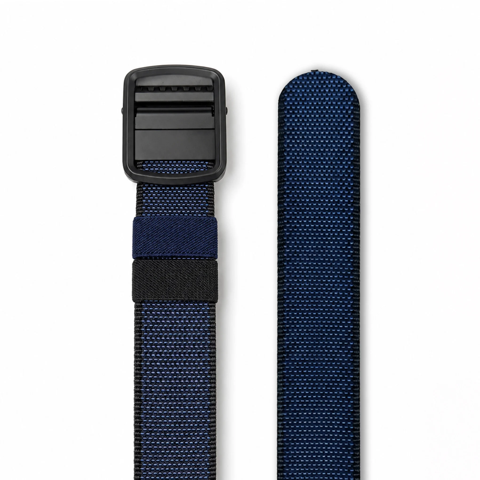 Reversible Woven Nylon Webbing Belt – Blue & Black - Image 3