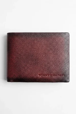 Genuine Leather Bifold Wallet – Wine Red