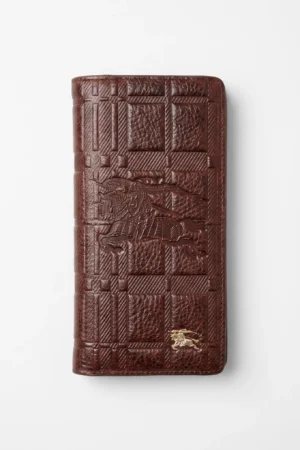 Embossed Leather Long Wallet — Coffee Tan