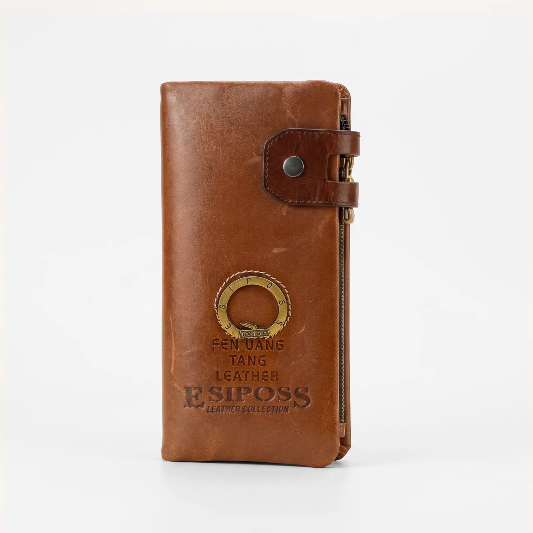 Genuine Leather Long Wallet — Brown - Image 3