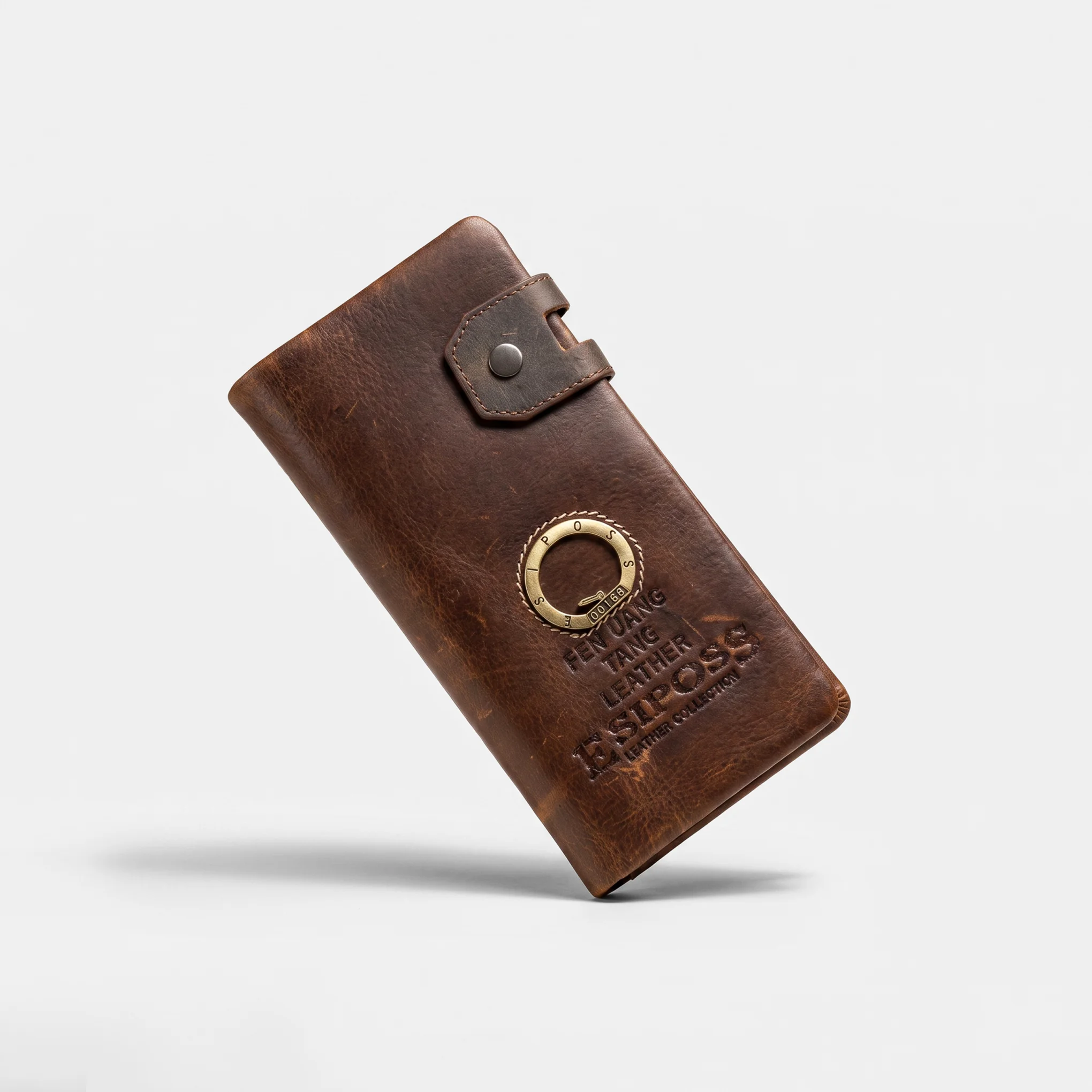 Genuine Leather Long Wallet — Coffee Brown