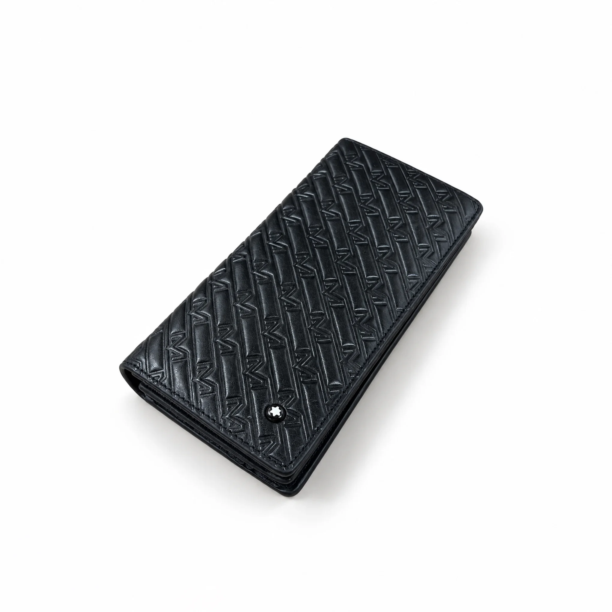 Embossed Leather Long Wallet — Classic Black - Image 5