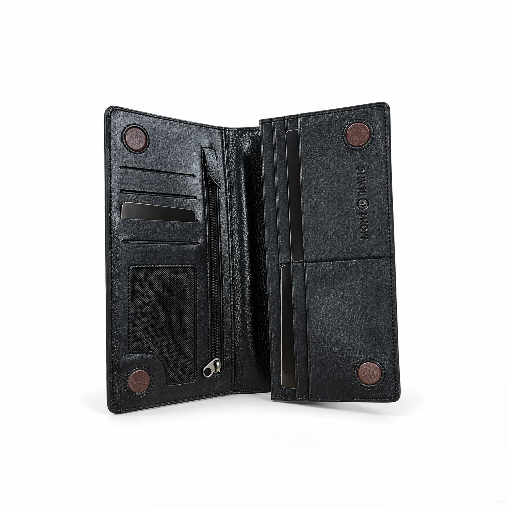 Embossed Leather Long Wallet — Classic Black - Image 4