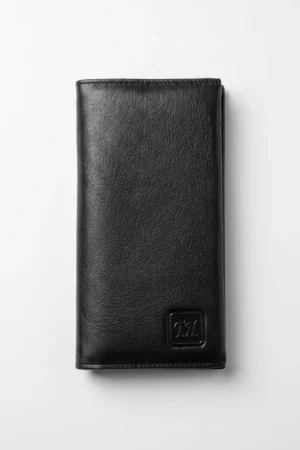 Genuine Leather Long Wallet — Black