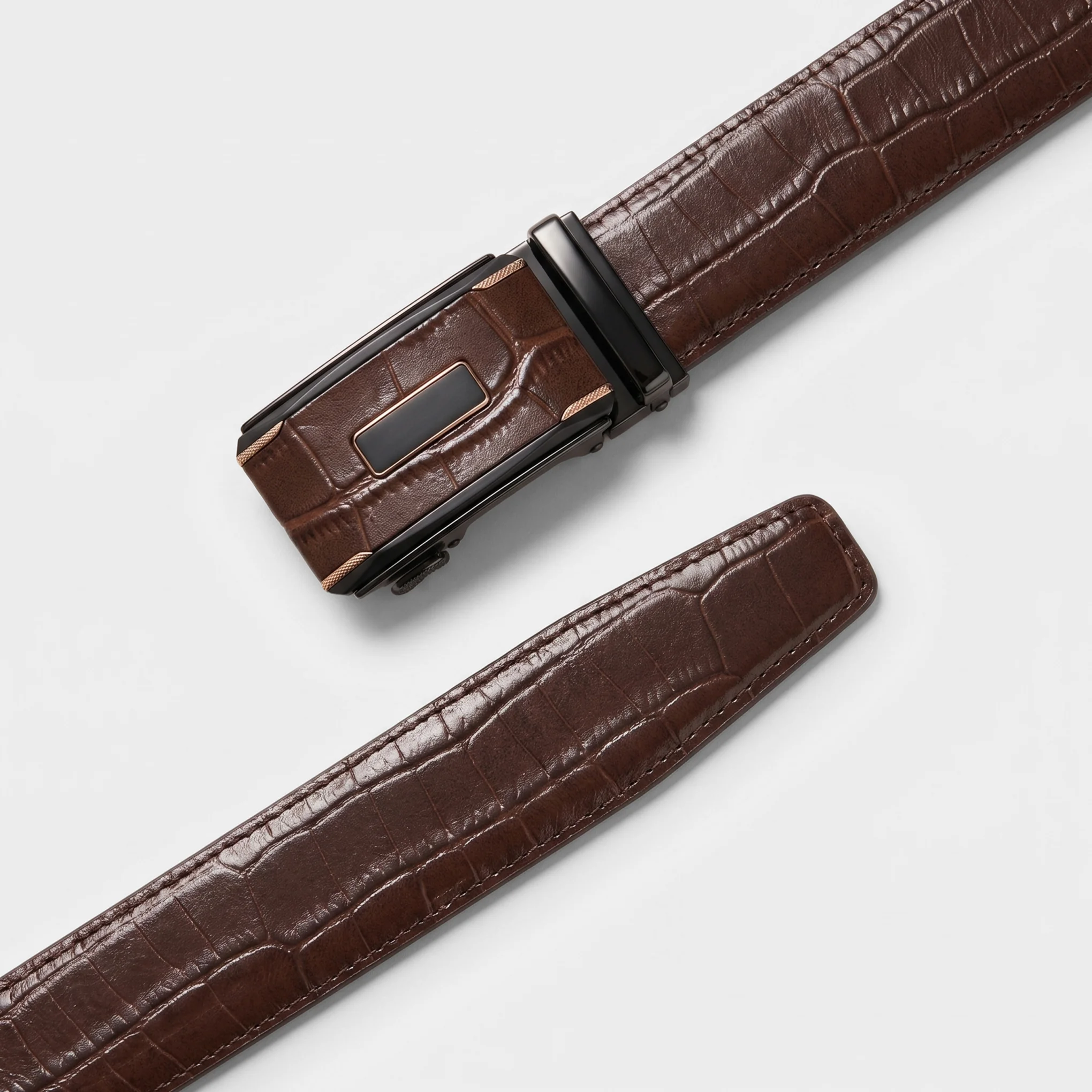 Automatic Ratchet Buckle Genuine Leather Belt for Men – Tan Brown - Image 2