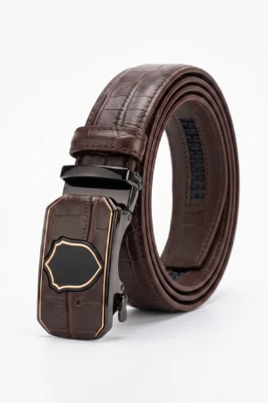 Automatic Ratchet Buckle Genuine Leather Belt – Tan Brown