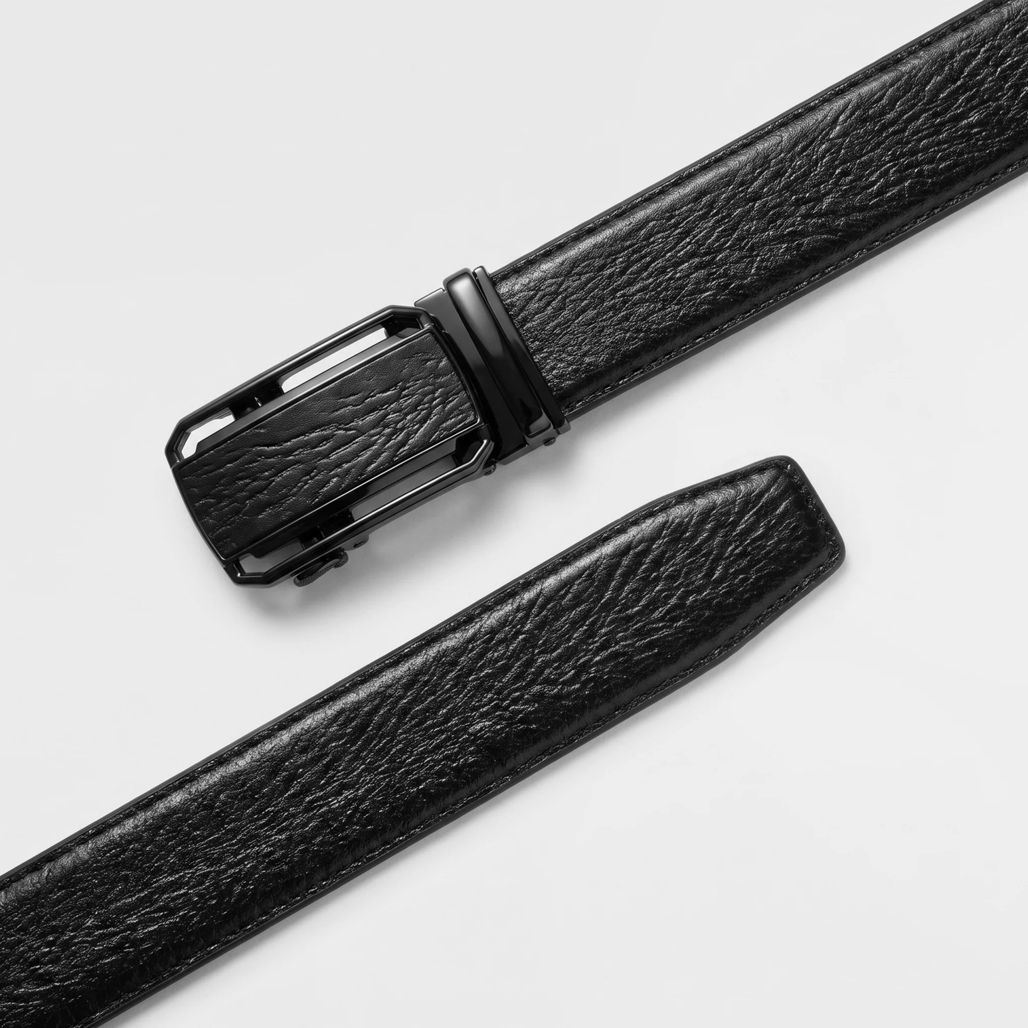 Premium Textured Leather Ratchet Belt – Black - Image 2
