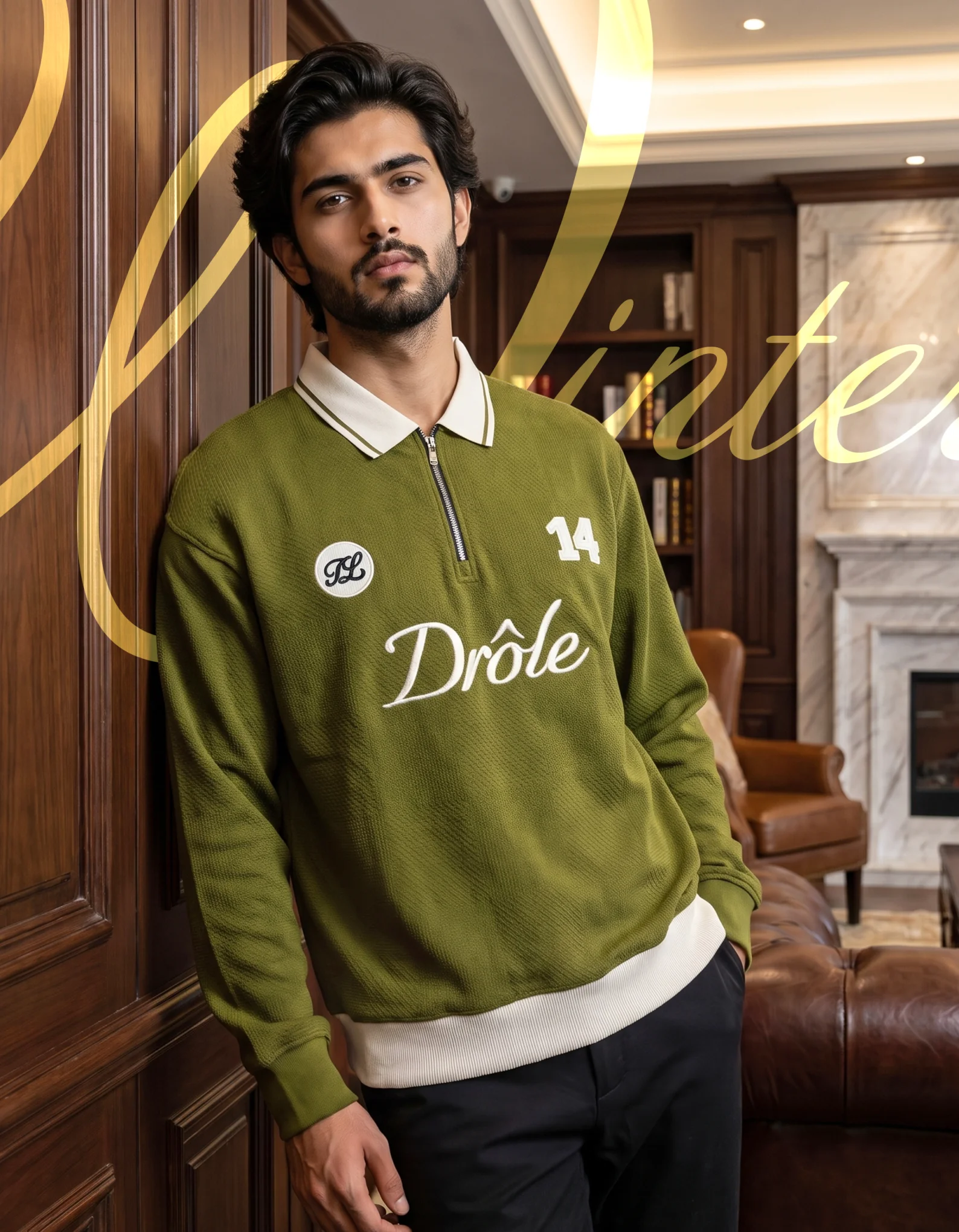 Drop shoulder polo sweat shirt copy