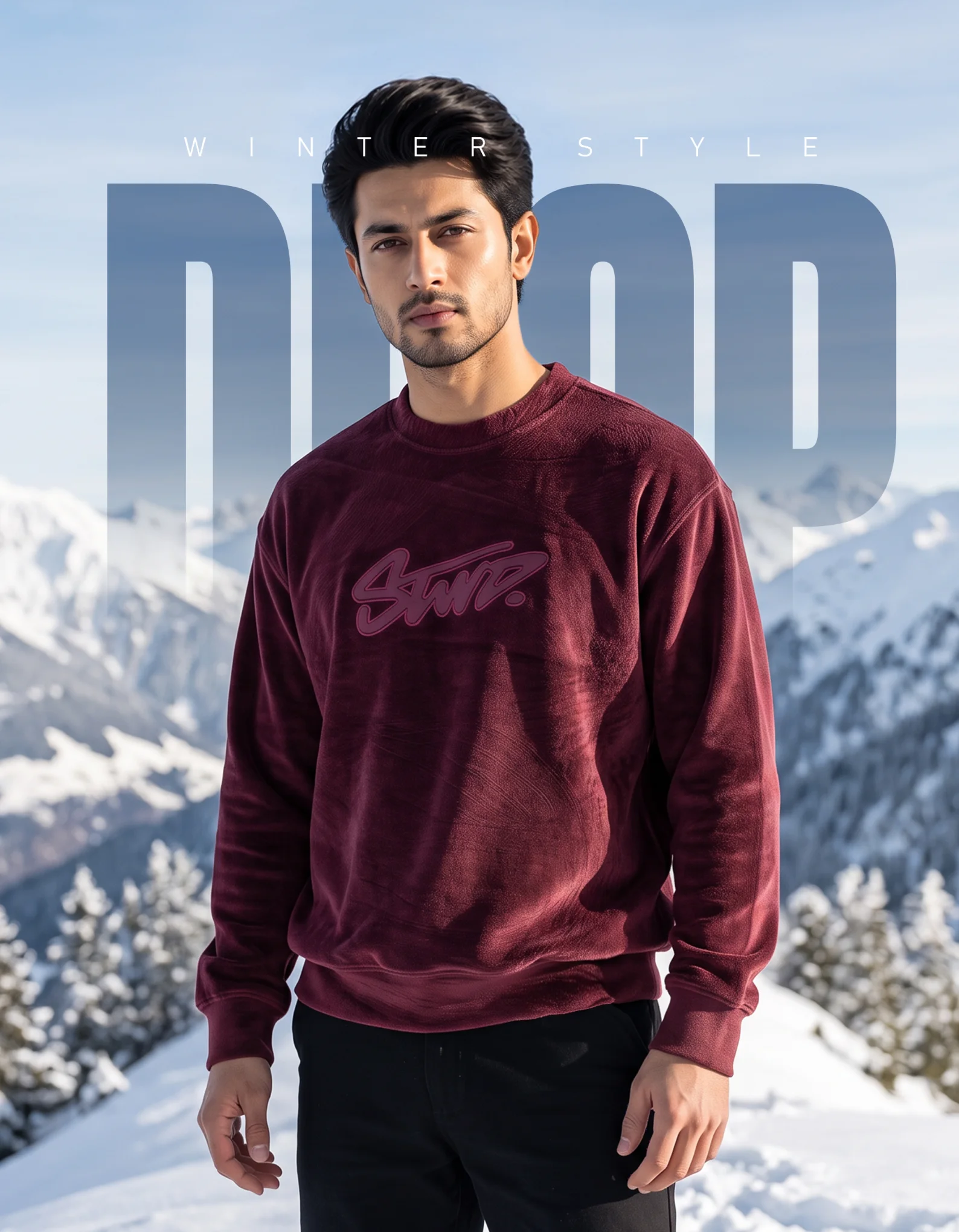 Drop shoulder sweat shirt