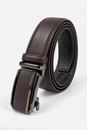 Automatic Ratchet Buckle Genuine Leather Belt for Men – Coffee Tan