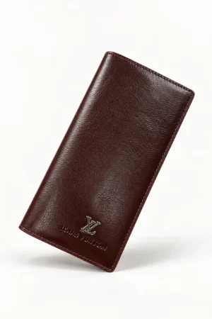 Genuine Leather Long Wallet — Coffee Tan