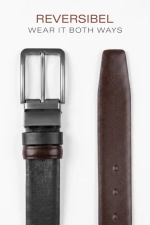 Men's Reversible Genuine Leather Belt — Tan Brown & Black