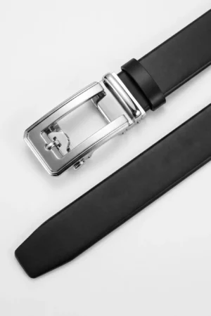 Men's Genuine Leather Automatic Buckle Belt — Classic Black
