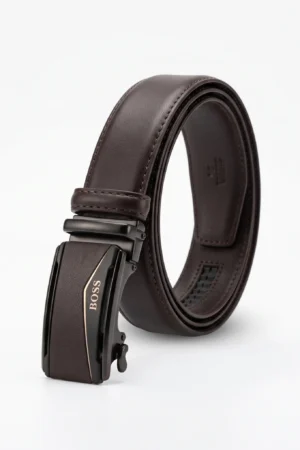 Automatic Ratchet Buckle Genuine Leather Belt for Men – Coffee Tan