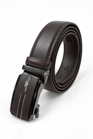 Automatic Ratchet Buckle Genuine Leather Belt for Men – Coffee Tan
