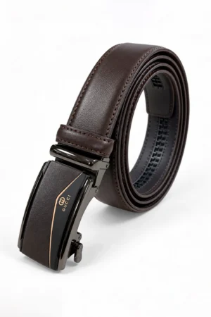 Automatic Ratchet Buckle Genuine Leather Belt for Men – Coffee Tan