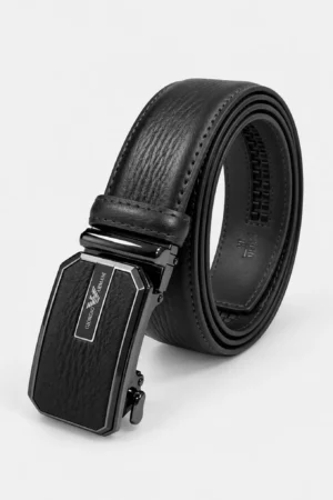 Automatic Ratchet Buckle Genuine Leather Belt for Men – Black