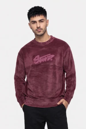 STWD. Velour Oversized Sweatshirt — Maroon