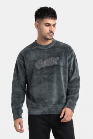 STWD. Velour Oversized Sweatshirt — Steel Blue Ash