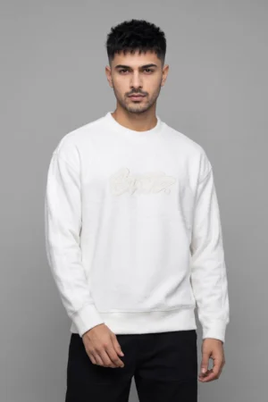 STWD. Velour Oversized Sweatshirt — White